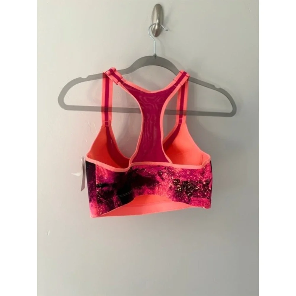 Danskin Now Womens 38D Pink Orange Galaxy Print Racerback Sports Bra NWT